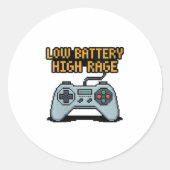 女性の低バッテリー高激怒ゲーマー引用文Vネック ラウンドシール (正面)