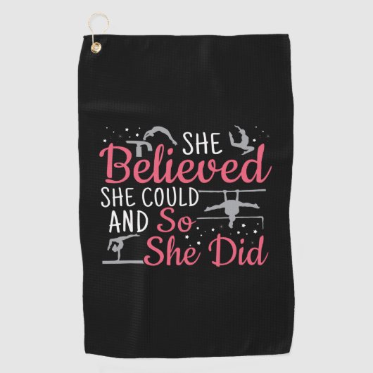 女性の体操 – 彼女は信じできる ゴルフタオル (正面)