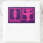 女性の体育ユーモアあなたのガールフレンドは持ち上げるか? 長方形シール (バッグ)