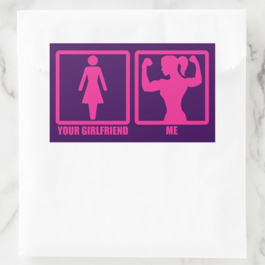 女性の体育ユーモアあなたのガールフレンドは持ち上げるか？ 長方形シール (バッグ)