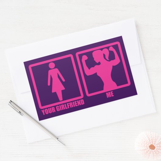 女性の体育ユーモアあなたのガールフレンドは持ち上げるか？ 長方形シール (封筒)