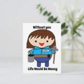 女性の保管者の生活のメッセージの個人設おもしろい定 ポストカード (スタンド正面)