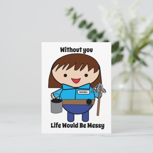 女性の保管者の生活のメッセージの個人設おもしろい定 ポストカード (スタンド正面)