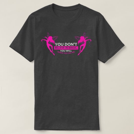 女性の信じ魔法では、私を見て妖精ボー Tシャツ (デザイン正面)