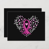 女性の信仰ホープ愛の乳がん認識度ピン サンキューカード (正面/裏面)