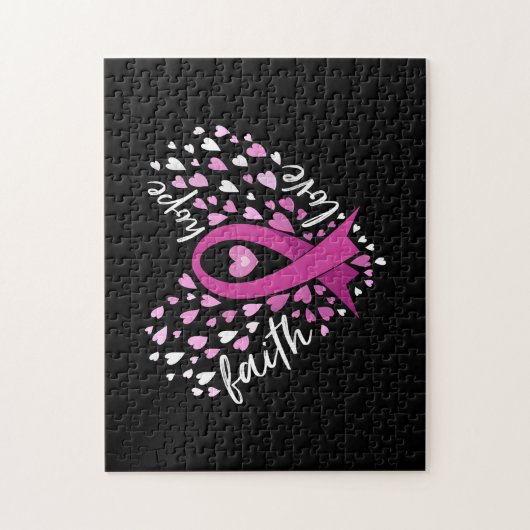 女性の信仰ホープ愛の乳がん認識度ピン ジグソーパズル (縦)