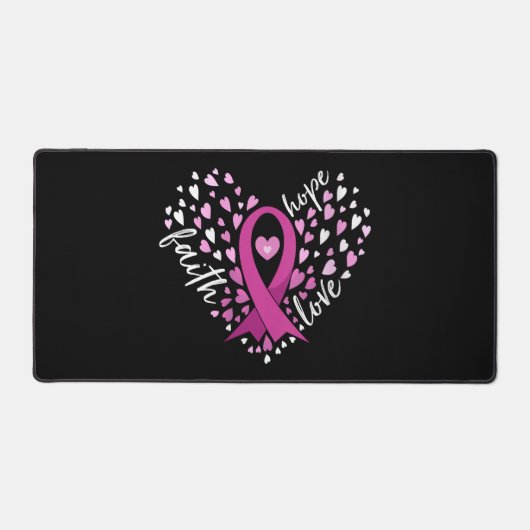 女性の信仰ホープ愛の乳がん認識度ピン デスクマット (正面)