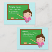 女性の個人的な個人教師または先生の黒板 名刺 (正面/裏面)