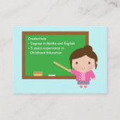 女性の個人的な個人教師または先生の黒板 名刺 (裏面)