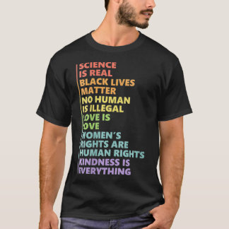 女性の優しさは全て科学は愛で実在す Tシャツ