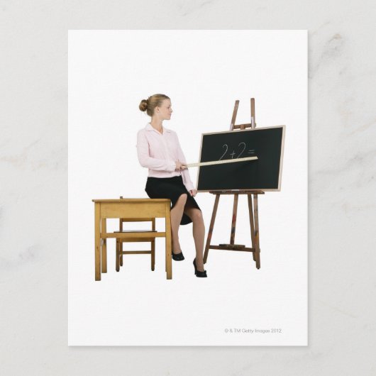 女性の先生ポインティングルーラーアットシャルボード ポストカード (正面)