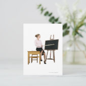 女性の先生ポインティングルーラーアットシャルボード ポストカード (スタンド正面)