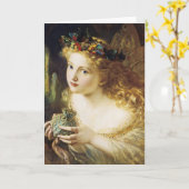 女性の公正な顔を取る カード (黄色い花)