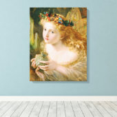 女性の公正な顔を受け取るヴィンテージファインアート キャンバスプリント (インサイチュ (ウッドフロア))