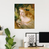 女性の公正な顔を受け取るヴィンテージファインアート ポスター (ホームオフィス)