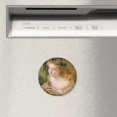 女性の公正な顔を受け取るヴィンテージファインアート マグネット (インサイチュ (食洗機))