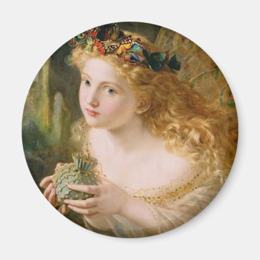 女性の公正な顔を受け取るヴィンテージファインアート マグネット (正面)