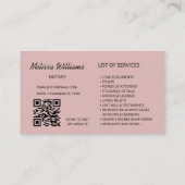 女性の公証人ローン署名エージェント 名刺 (裏面)