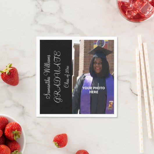 女性の写真エレガント卒業 スタンダードカクテルナプキン (インサイチュ)