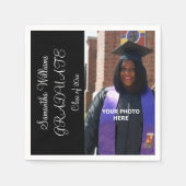 女性の写真エレガント卒業 スタンダードカクテルナプキン (正面)