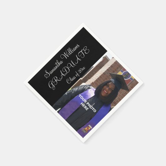 女性の写真エレガント卒業 スタンダードカクテルナプキン (角)