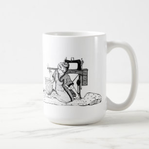 女性の切断の生地-マグを縫うI愛 コーヒーマグカップ