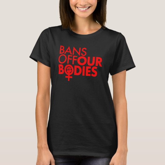 女性の力を体の力を真っ赤に抑える Tシャツ (正面)