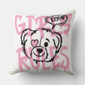 女性の力を強化する：女の子ルールのアートワーク クッション (正面)