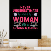 女性の力を裁縫機械で刺す ポスター (キッチン)