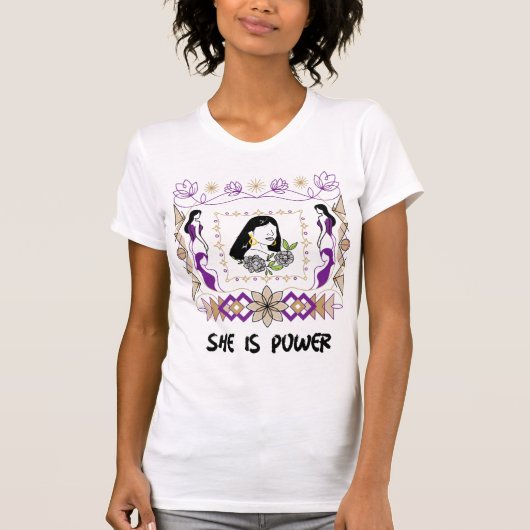 女性の力 女性らしい芸術的なデザイン Tシャツ (正面)