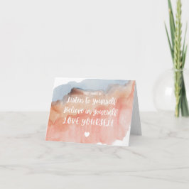 女性の励まし前向きとメモのカード ノートカード