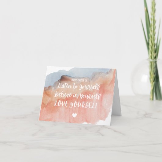 女性の励まし前向きとメモのカード ノートカード (正面)