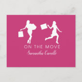 女性の動くアナウンスピンクブラックグレー ポストカード (正面)