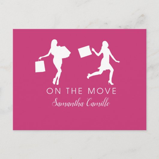 女性の動くアナウンスピンクブラックグレー ポストカード (正面)