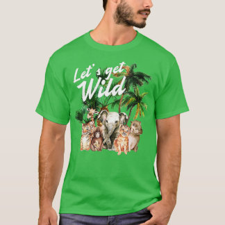 女性の動物園の誕生日パーティサファリ動物1日 Tシャツ