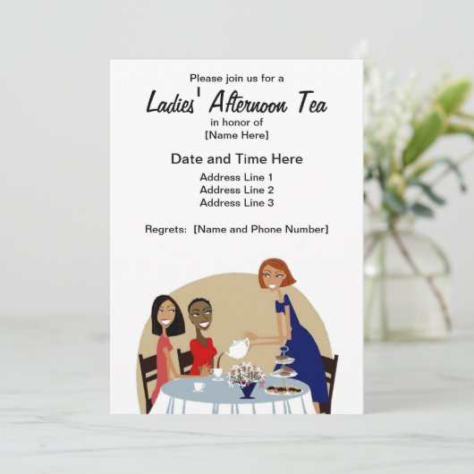 女性の午後のお茶のカスタムの招待 招待状 (スタンド正面)