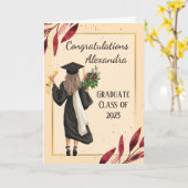 女性の卒業証書 カード (黄色い花)