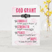 女性の友人ががんピンク祈りの言葉と戦うために カード (黄色い花)