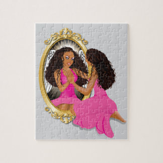 女性の反射のピンク ジグソーパズル