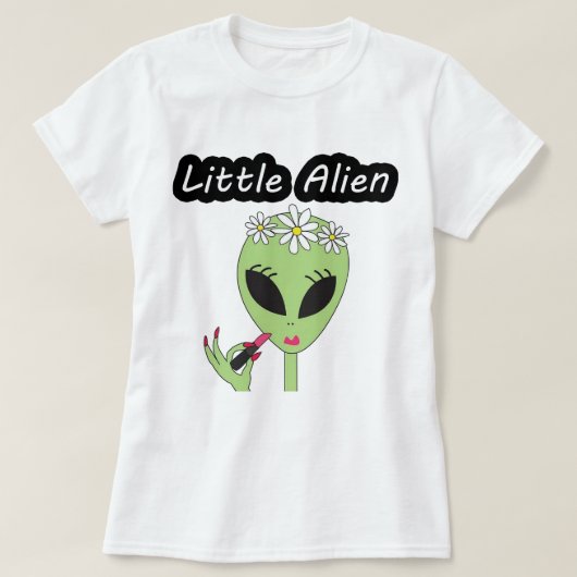女性の口紅のエイリアン Tシャツ (デザイン正面)