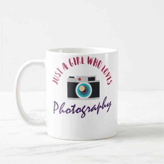 女性の可愛い写真愛好家 コーヒーマグカップ (左)