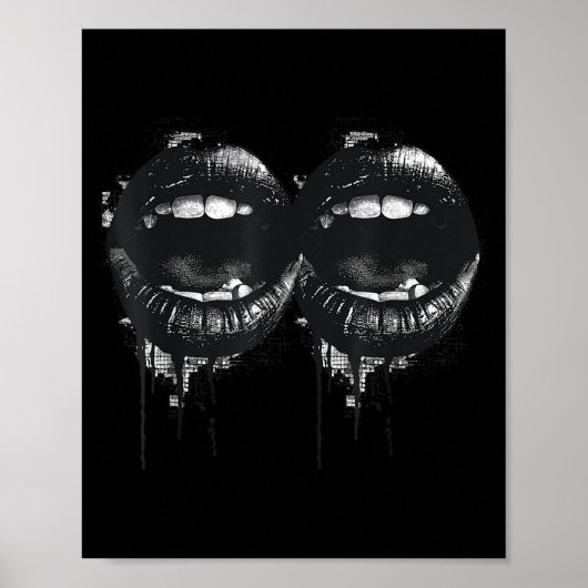 女性の唇プリントグラフィックY2k 2000sヴィンテージsumme ポスター (正面)