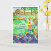 女性の園芸葱類のハッピーバースデーの友人 カード (黄色い花)