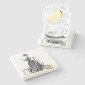 女性の土地測量用西洋測量ヴィンテージ石 ストーンコースター (横)