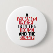 女性の場所は家と上院にある 缶バッジ (正面)