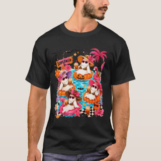 女性の夏のハロウィンサマーバイブスホラー Tシャツ