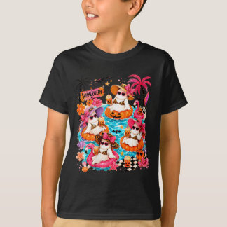 女性の夏のハロウィンサマーバイブスホラー Tシャツ