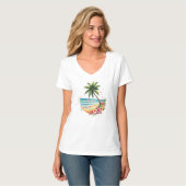 女性の夏のビーチバイブス Tシャツ (正面フル)