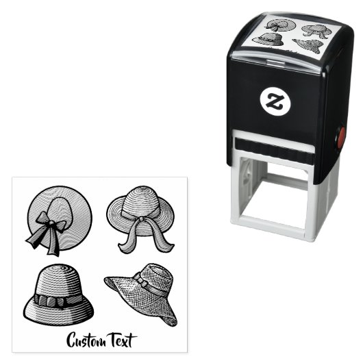 女性の夏の帽子ベージュ セルフインキングスタンプ (インサイチュ)