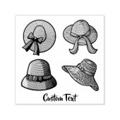 女性の夏の帽子ベージュ セルフインキングスタンプ (デザイン)